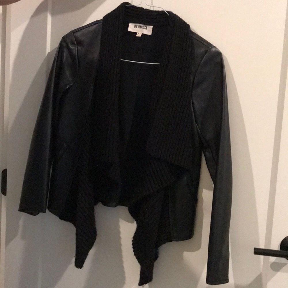 BB Dakota Faux Leather Drape Jacket